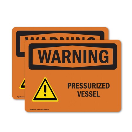Signmission Pressurized Vessel With Symbol, 18 in W x Rectangle, Vinyl Decal OS-2PACK-WS-D-1218-L-12346